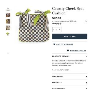 MacKenzie-Childs Courtney Check chair cushion(S) New in package $118.00